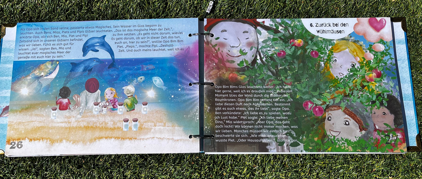 Kinderbuch „Das magische Meer der Zeit" - Als handmade Geschenkset inklusive Namen deines Kindes Anhängern und Lampe