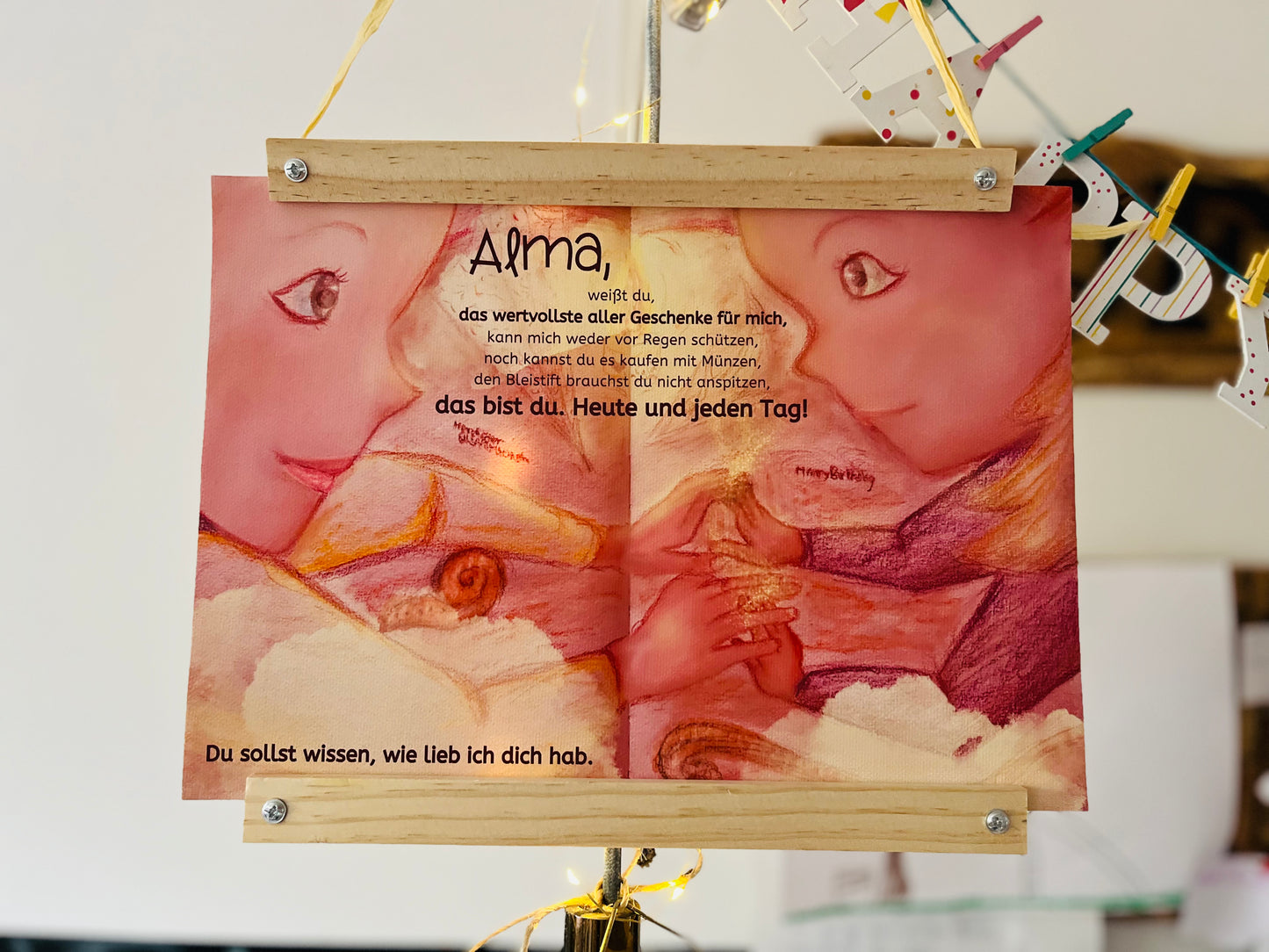 Selbstwertgefühl stärkender Kunstdruck auf Leinwand (100% Baumwolle) mit dem Namen deines Kindes DIN A4