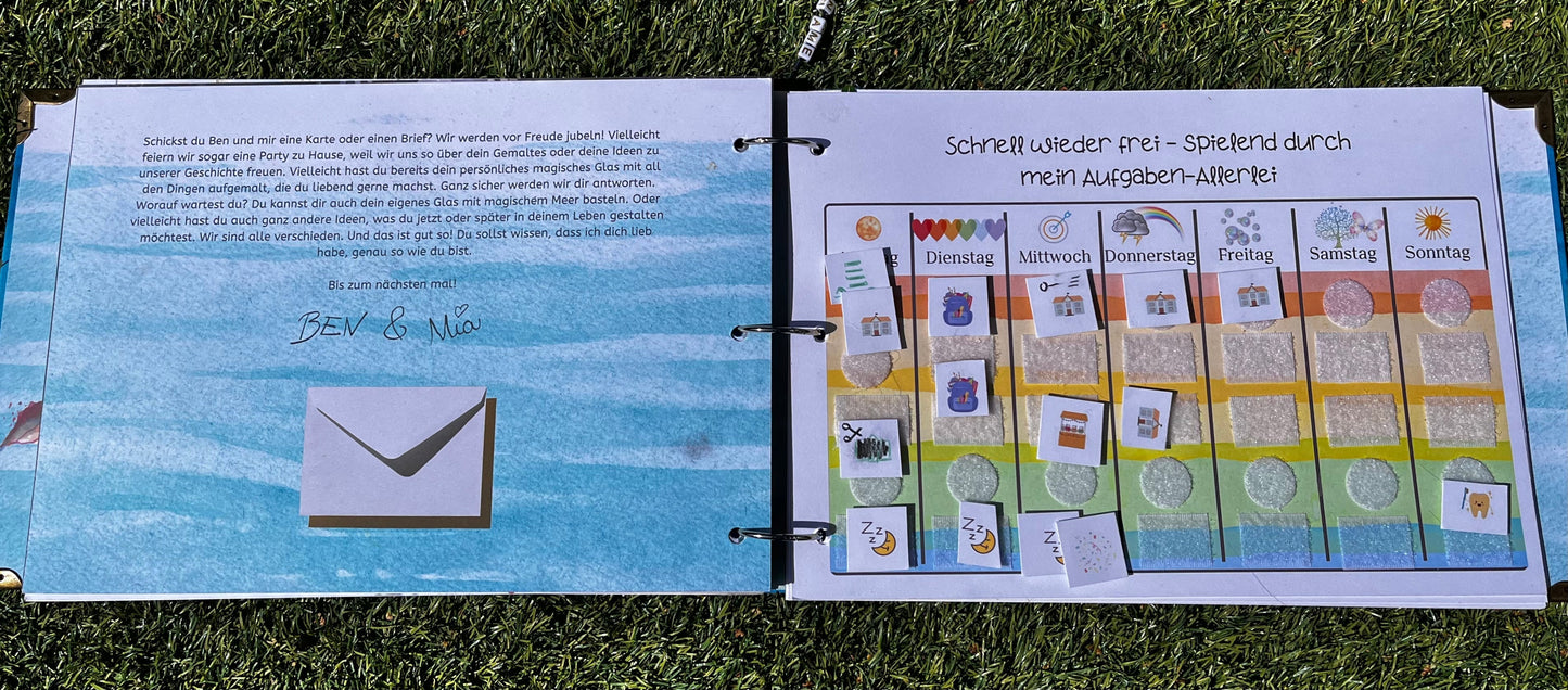 Kinderbuch „Das magische Meer der Zeit" - Als handmade Geschenkset inklusive Namen deines Kindes Anhängern und Lampe