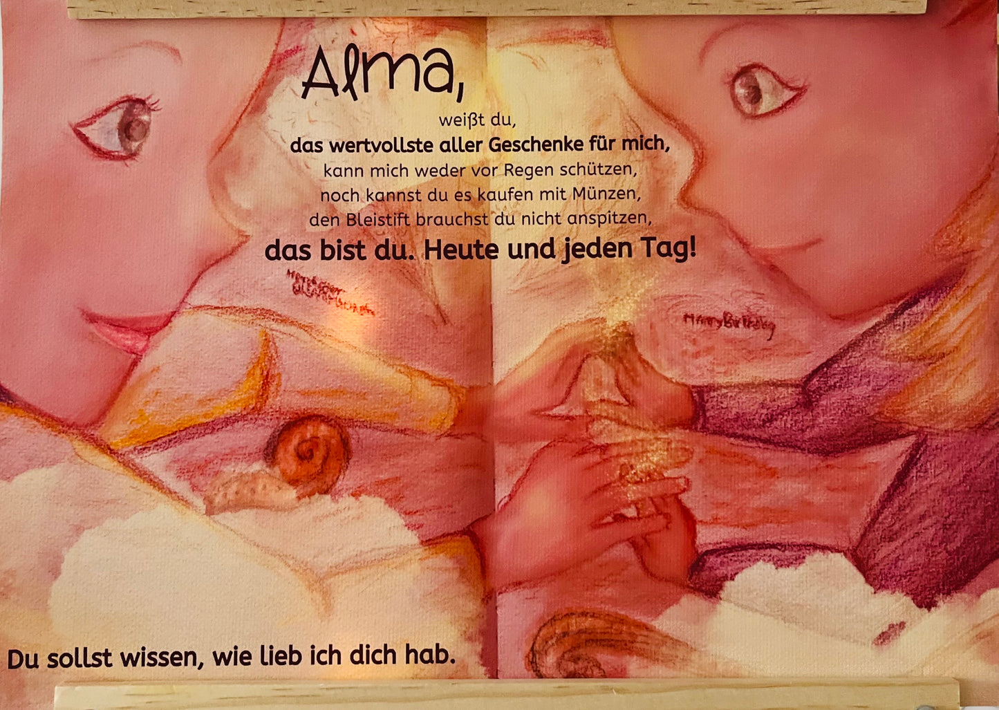 Selbstwertgefühl stärkender Kunstdruck auf Leinwand (100% Baumwolle) mit dem Namen deines Kindes DIN A4