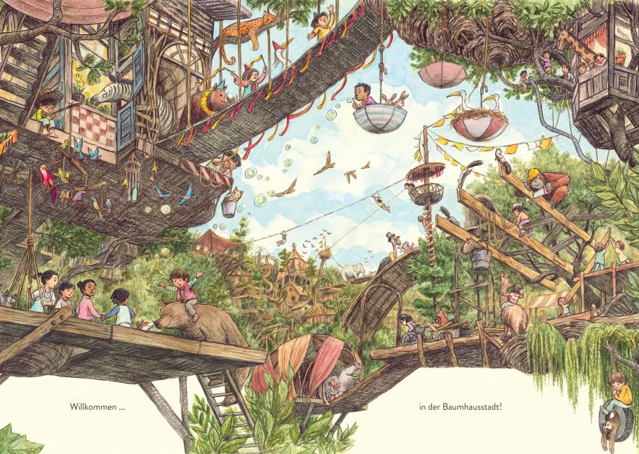 Unsere Baumhausstadt Ein fantasievolles Wimmelbilderbuch für Kinder ab 4 Jahren - zum Hineintauchen und Glücklichsein von NEW YORK TIMES -Bestsellerautor Gideon Sterer von Gideon Sterer und Charlie Mylie