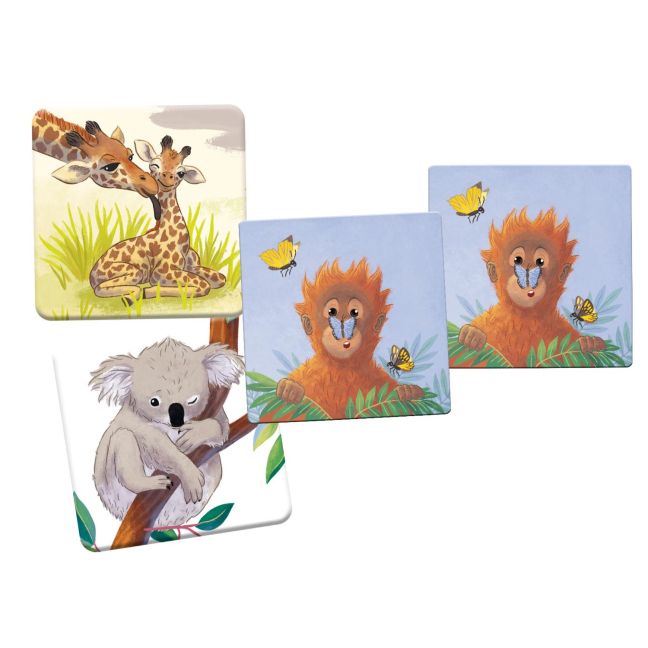  Wilde Tiere Memo – Memory-Spiel mit Wildtieren ab 4 I Koala, Giraffe und Orang-Utan