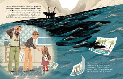 Der schwarze Strand – Bilderbuch ab 5 | Umweltschutz & Earth Day I Blick in Buch: Ölkatastrophe