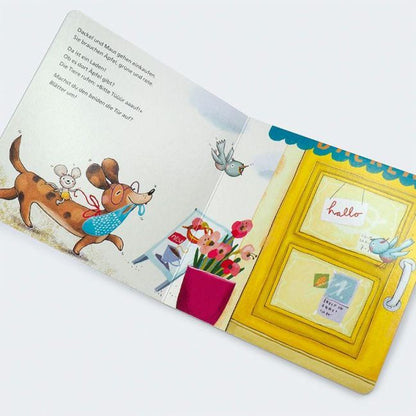 Tür auf für Dackel und Maus – Interaktives Pappbilderbuch ab 2 I Blick in Buch: Spielbuch