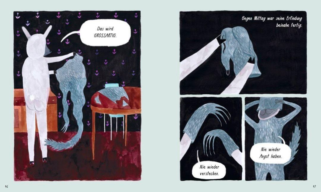 Der Wolfspelz – Graphic Novel ab 6 Jahren | Mut & Selbstakzeptanz I Blick in Buch: Das Schaf hat eine kluge Idee