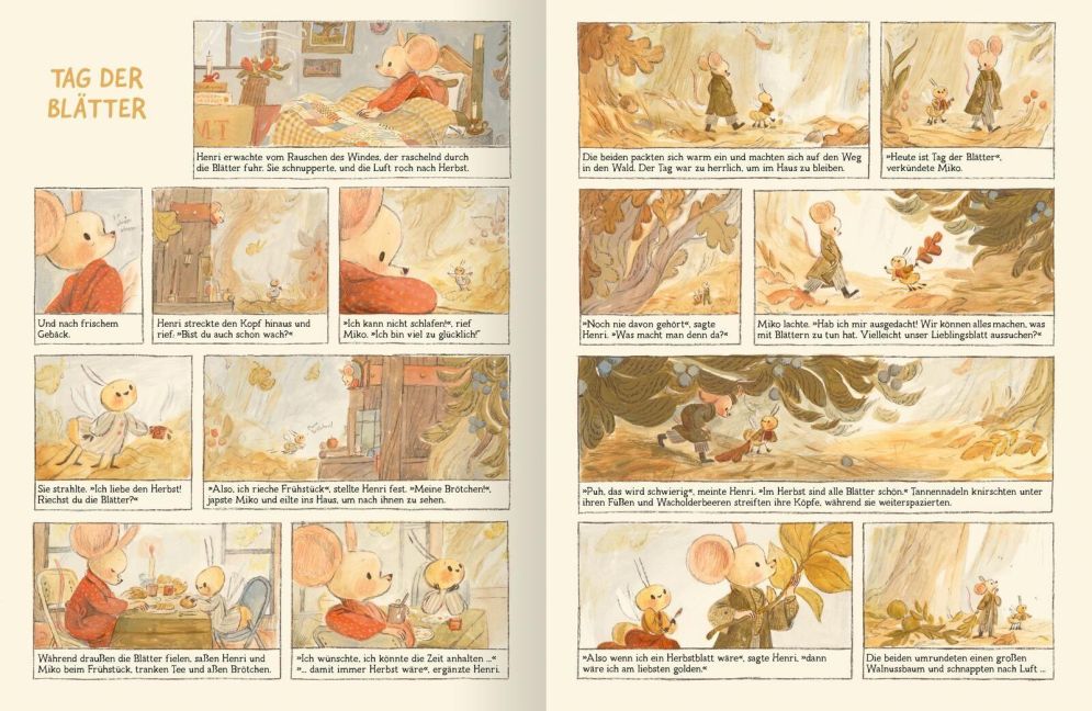 Henri & Miko - Im Herbst I Bilderbuch ab 4 I Blick in Buch: Blätter sammeln
