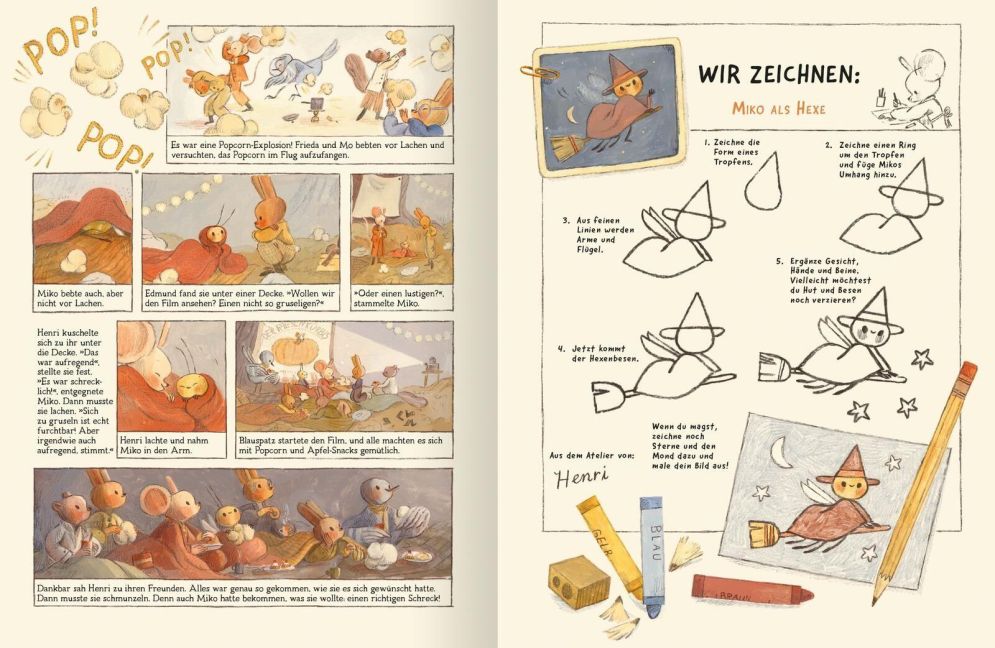 Henri & Miko - Im Herbst I Bilderbuch ab 4 I Blick in Buch: Halloween und Hexe zeichnen