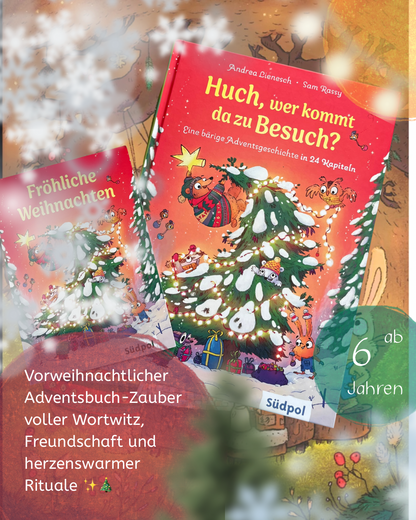 Huch, wer kommt da zu Besuch? Eine bärige Adventsgeschichte in 24 Kapiteln – Bär Malte lernt Weihnachten kennen – Adventskalender zum Vorlesen und Miträtseln ab 6 Jahren von Andrea Lienesch und Sam Rassy